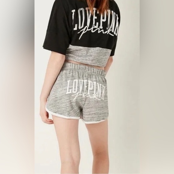 Victoria Secret Gray & White Varsity Shortie Shorts Size Small NWOT - Picture 1 of 6